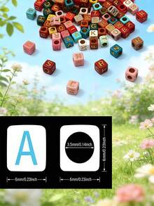 300/600/1000pcs Mixed Color Acrylic Letter Pattern Square Spacer Beads For Jewelry Making - Multicolor - View 11