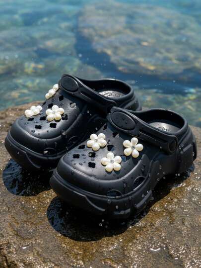 HAHABOBO 新款3D立体花卉图案女童拖鞋，简约时尚，加厚EVA鞋底，适合户外行走、旅行、上学、海滩等场合，春夏百搭。