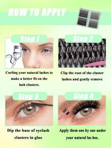 Large Capacity 640 Individual False Eyelashes, 8-16mm D-Curl, DIY Natural Lash Creation, Ultra-Thick And Soft, Extremely Smooth, Ultra-Lightweight, Reusable, Segmented Individual False Eyelashes, Eyelash Extension Kit, Suitable For Travel, Daily Use (Beginner-Friendly), Weddings, Dates, Parties, Holidays, Etc. False Eyelashes, Eyelash Clusters, Eyelash Kit (10D/20D/30D/40D) - D - View 8