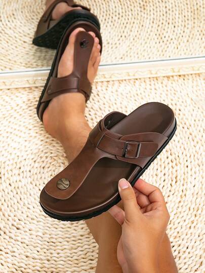 男士BK厚底人字拖，纯色基础款，人字拖凉鞋，深色，2026春夏新款