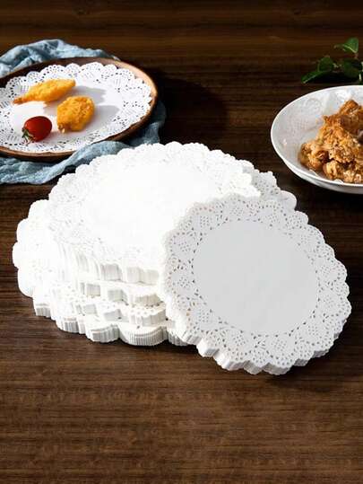 100/300/500 buc hârtii sugative pentru dantelă, șervețele rotunde albe, hârtii de copt, căptușeli, șervețele de dantelă de unică folosință, instrumente de copt, potrivite pentru meșteșuguri, decorarea veselei, petreceri, nunți, prăjituri, deserturi, coacere, grătar, prăjit, sărbători, petreceri, zile de naștere