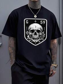 Suicideboy Era Tour Graphics Print T-Shirts For Men Harajuku Hip Hop Rock Style T Shirts Unisex Fashion Oversized Street T Shirt Tee Comfortable Comfortable Streetwear,Suicideboy Skeleton Graphic 100% Cotton Print T-Shirt,Halloween Funny Graphic, Sports Leisure Tee,Soft Cotton - 黑色8 - 查看 1