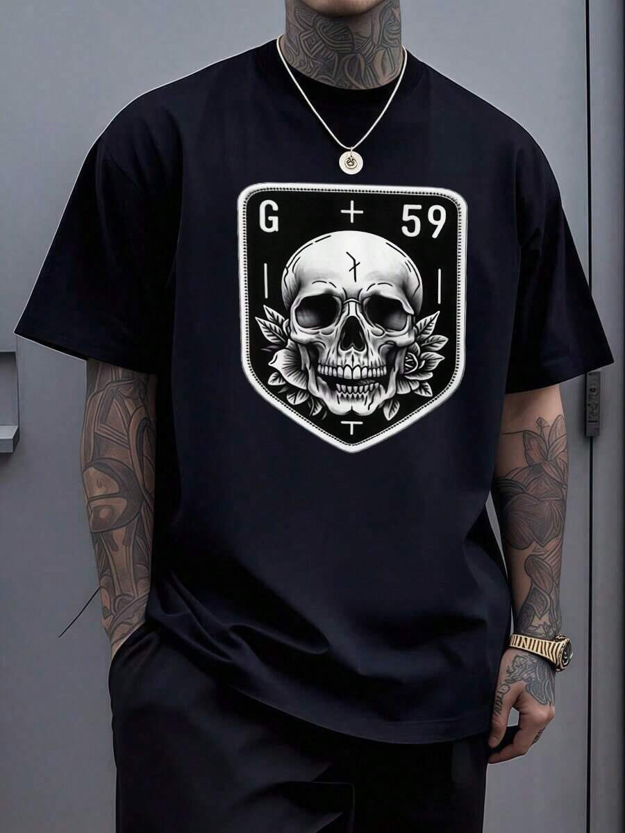 Suicideboy Era Tour Graphics Print T-Shirts For Men Harajuku Hip Hop Rock Style T Shirts Unisex Fashion Oversized Street T Shirt Tee Comfortable Comfortable Streetwear,Suicideboy Skeleton Graphic 100% Cotton Print T-Shirt,Halloween Funny Graphic, Sports Leisure Tee,Soft Cotton - 黑色8 - 查看 1