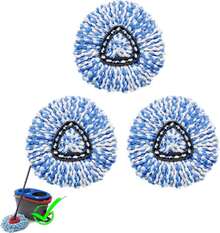3 Pcs Spin Mop Replacement Heads, 360° Easy Wring Spin Mop 100% Microfiber Refill, Easy Cleaning Spin Mop Heads, 2 Tank System Replace Head For Easy House Cleaning Floor Mopping, Blue&Amp;White - ColorA - 查看 1