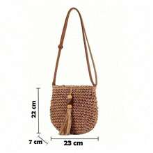 Straw Bag With Adjustable Crossbody Strap - Summer - Beautiful, Stylish - Fashion - Shope - Màu Khaki - Xem 1