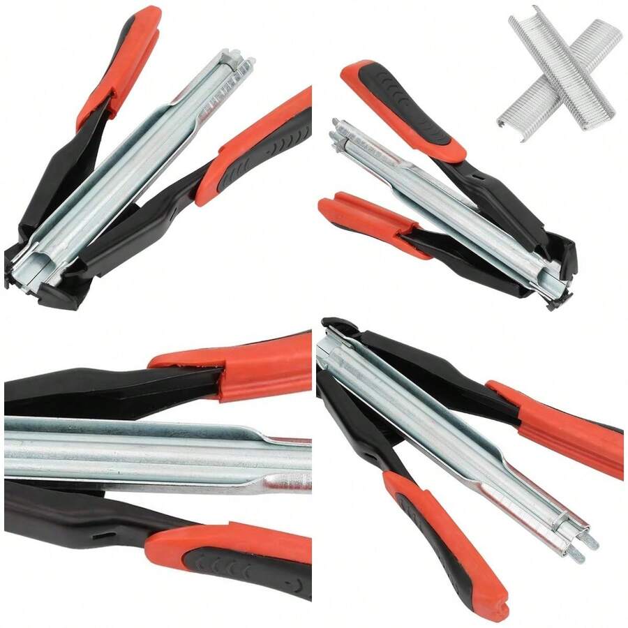 - Alicates para jaula tipo C con clip, herramienta de instalación para cerdos con anillo para valla de animales - Rojo y negro + accesorios - Ver 1