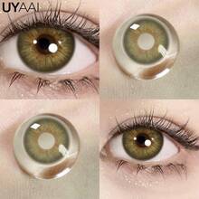 UYAAI 1副绿色一次性彩色隐形眼镜，14.2mm，自然瞳孔，时尚美观，适合日常佩戴、派对或角色扮演 - 綠色 - 查看 3