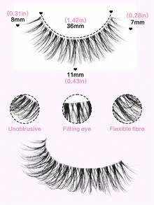 10 Pairs Natural Transparent False Eyelashes, Lightweight Handmade 3D Mink Reusable Lash Strips, Suitable For Girls Daily Commute Wear - Black - View 2