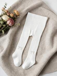 1pc Girls' Minimalist White Tight Leggings, Versatile Daily Wear - White - View 10