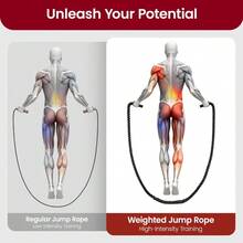 Weighted Jump Rope For Fitness Heavy Jump Rope With Adjustable Length Comfortable Handles For Men & Women Full Body Workout Equipment For Muscle Building Fat Burning & Cardio Training - Black - View 5