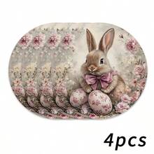 4 pezzi di tovagliette pasquali, con simpatico motivo a coniglio e decorazioni floreali, adatte per feste, pranzi, decorazioni natalizie e decorazioni pasquali. Dimensioni: 38*38cm, adatte per decorazioni stagionali domestiche, decorazioni tavola per le feste, stile country, materiale lavabile, ideali per decorazioni tavola per le feste e intrattenimento domestico, ottimo anche come regalo. - Multicolore - Visualizzare 14