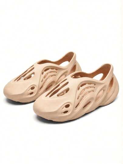 Men's Minimalist Solid Foam Clogs, Ventilated Hollow-Out Slip-On Sandals, Ultra-Light Anti-Slip Summer Comfort Footwear