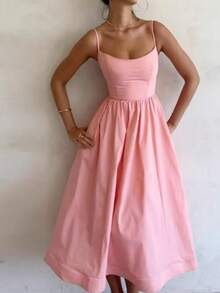 (Semi-Sheer)Elegant  Party    Backless  Zipper  Lace Up    Wedding    Vestidos De Mujer Casual - Baby Pink - View 2