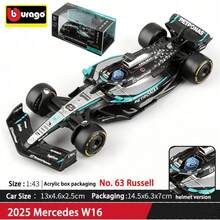 Burago Red Bull Model mobil balap F1 skala 1:43 Bragos SF25/AMR25/W16 dari paduan logam presisi, dan model skala 1:64 RB21 #1 Verstappen, SF25 #44 Hamilton, MCL39 #4 Norris. - MultiWarna - View 16