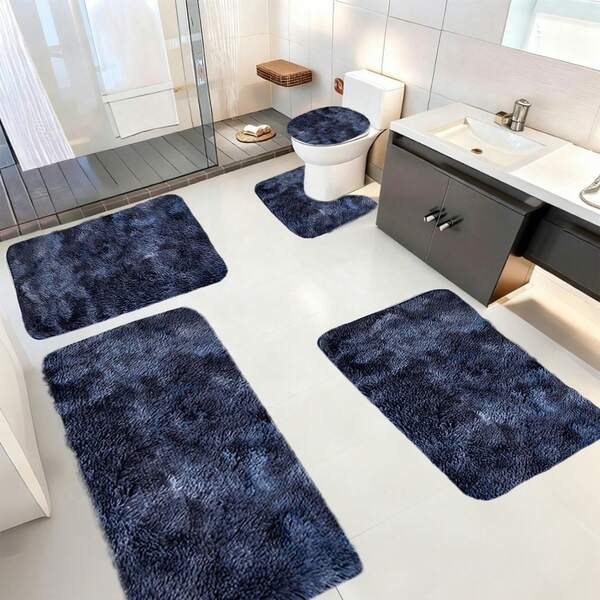 Juego de 5 piezas de alfombras de baño de lujo 2026 con comodidad como una nube y secado rápido - Alfombras de baño ultra suaves y esponjosas, tapetes de inodoro absorbentes de agua con respaldo antideslizante, fácil cuidado y lavado a máquina para el hogar y la ducha (Juego de 5 piezas)
