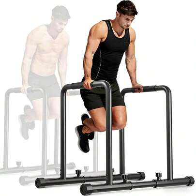 1 Adjustable Dip Stand | Heavy Duty 500KG (1100lbs) Capacity Dip Bar & Parallel Bars With Safety Connector | Multi-Function Calisthenics & Gymnastics Equipment For Home Gym, Street Workout, Full Body Training |, Tungsten Steel