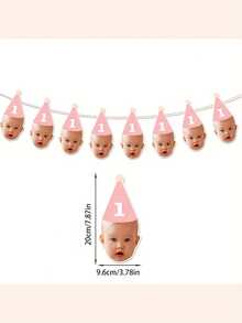 7/14/21pcs Customizable Birthday Photo Decorations, Personalized Photo Garland, 1st Birthday Banner, Personalized Birthday Hat Decor Garland, Birthday Party Gifts, Baby Shower/Gender Reveal Party Banner, Personalized Gift, Unique Gift - Multicolor - View 12