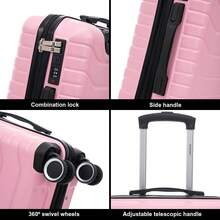 Vali xách tay ABS+Polycarbonate 55x40x20cm (40L) vỏ cứng, cỡ nhỏ, có 4 bánh xe xoay 360°, khóa số - 20 inch - Màu đen/xanh navy/vàng/xanh bạc hà/vàng hồng/xanh lá cây/hồng nhạt/xanh ngọc - Màu Hồng baby - Xem 5