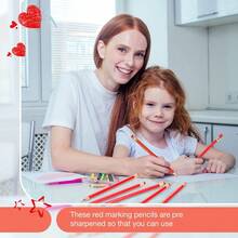 Pre-Sharpened HB Erasable Wooden Pencils With Eraser For Writing Drawing And Checking 12-Pack Red - 1 - View 5