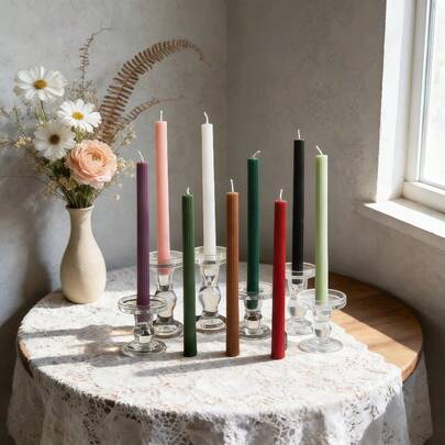 2pcs 9.84 Inch Gear Shaped Flat Candle Holders (Candles Not Included), 0.78 Inch Diameter, Multi-Color Options, Smokeless Soy Wax Candles, Suitable For Home Decor, Party, Tabletop Decoration, Holiday Gifts, Dinner, Banquet/Party, Relaxation/Meditation, Ambiance Lighting, Creating Romantic Atmosphere, Wedding Decoration, Holiday Decoration, And As Gifts For Women