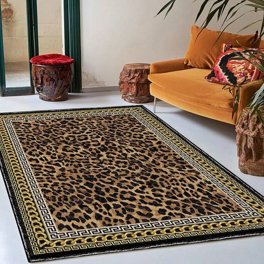 Black Leopard Runner Rug Washable Cheetah Print Area Rugs For Kitchen Hallway Porch Balcone Luandry Room Bedroom Non-Slip Animal Skin Carpet , Modern Abstract Art Carpet 84*60inch/31*20inch,Perfect Choice For Gift ,Stylish And High-Quality Rugs, Perfect For  Decorations And GiftsHome Decor, The Best Choice For Gothic-Style Birthday Gifts - 返回 A# - 查看 1