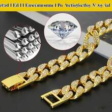 15mm Luxury Pet Necklace, Adjustable Hip Hop Dog Collar With Rhinestone Inlaid Cuban Chain, Sturdy And Suitable For All Body Types - Multicolor - View 7