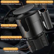 Portavasos para Auto, 2 en 1 Expansor de Portavasos para Coche con Base Ajustable y Soporte Extraíble para Teléfono, Multifuncio - A - Ver 9