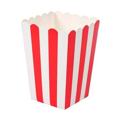 50/40/30/25/20/15/12/10/5pcs Set Red & White Popcorn Boxes/Buckets, Movie Night Fries Cups, Snack Containers For Birthday Party, Wedding