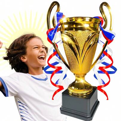 GRUPO CARNAVALLIA Trofeo Copa Con Listones Dorada Premio Concurso Estatuilla