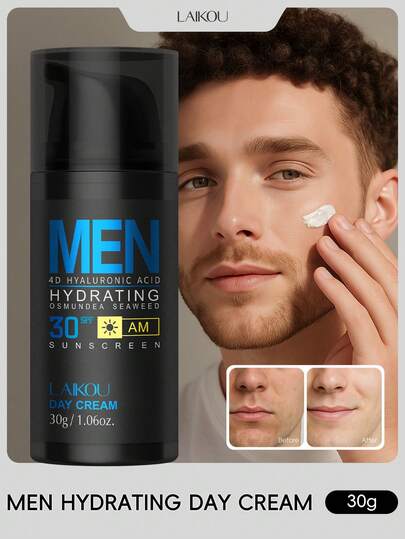  1 pieza Crema hidratante de día LAIKOU para hombres (FPS30) 30g, Crema facial antioxidante que previene las grietas y humecta, Loción facial hidratante para todo tipo de piel, Regalo para el Día del Padre