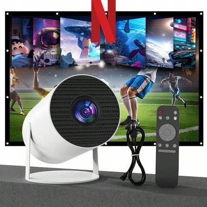 XBJ Proiettore Smart 4K HD, Sistema Android 11, Proiettore domestico Spina europea, 390ANS1 HY320, Connessione Wi-Fi wireless a telefono cellulare e computer, Proiettore portatile 1920*1080P di qualità cinematografica, Ufficio di riposo