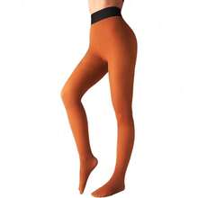 Fleece Lined Tights Sheer Women - Fake Translucent Warm Pantyhose Leggings Sheer Thick Tights For Winter - nâu sẫm - Xem 7
