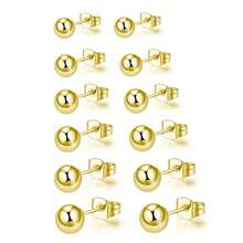 PMKMKM 12pcs 2mm/3mm/4mm/5mm/6mm Gold/Silver Tiny Butterfly Stud Earrings, 316 Stainless Steel Hypoallergenic Ear Studs, Universal Cartilage Earrings, Minimalist Fashion Jewelry, Suitable For Holidays, Thanksgiving Gifts For Friends And Family - Gold - View 12