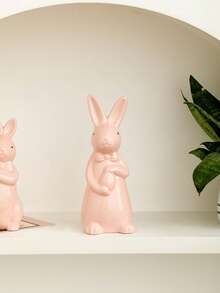 1 peça de coelho de cerâmica - Estilo minimalista e fofo, ideal para decoração de Páscoa, decoração de mesa, decoração de aparador na entrada da sala de estar, decoração de festas de fim de ano, presente perfeito - Multicolorido - Ver 19