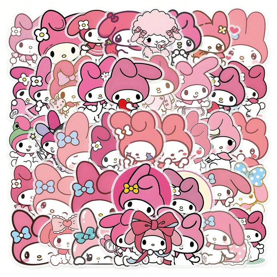 SANRIO 50张美乐蒂贴纸套装 - 三丽鸥可爱兔子蝴蝶结手机及日记本贴纸 - 50件 - 查看 1