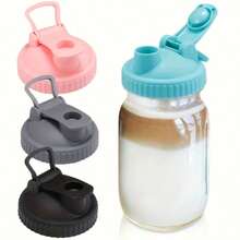 1个可重复使用的宽口梅森罐盖，带倾倒嘴，可用洗碗机清洗，86毫米塑料盖，适用于梅森罐 - 查看 1