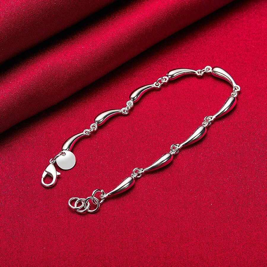 Vòng tay mạ bạc 925 hình giọt nước/giọt mưa dành cho nữ, phụ kiện thời trang quyến rũ cho đám cưới, lễ đính hôn, tiệc tùng. - Bạc - Xem 1