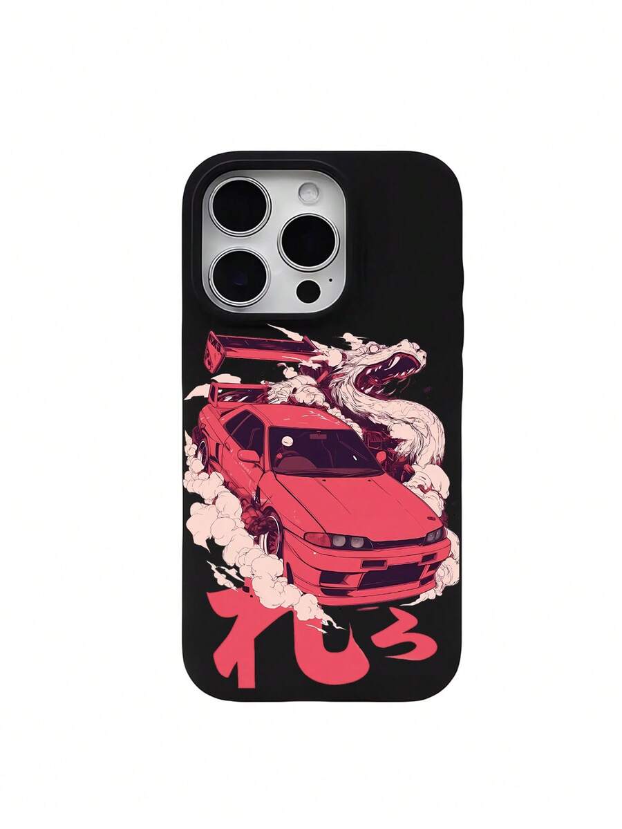 1pc Fashion Personalized Mist Dragon Racing Pattern Shockproof Black Liquid Straight Edge TPU Phone Case Suitable For IPhone 16 Pro Max/16/16 Pro/16 Plus/15/15 Pro Max/15 Pro/11/12/13/14 Pro Max/11 Pro/11 Pro Max/12 Pro/12 Pro Max/13 Pro/13 Pro Max/14 Pro/14 Pro Max, Soft Case With Elegant Feel - Multicolor - View 1