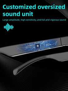 Wireless Smart Sound Multi-Function Bluetooth Glasses, With Wireless Calling, Music Playback, HIFI Sound Quality, HD Lenses, Touch Control, Long Battery Life, Unisex Design And Rechargeable Technology Wireless Smart Glasses Headphones - Black - View 9