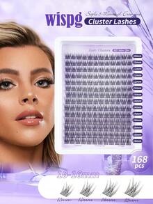 168pcs Natural Style Lash Clusters, Wide-Handled Soft & Lightweight Reusable Segmented False Eyelashes Set, Suitable For Daily Life, Wedding, Date, Party, New Year Gift - C - View 3