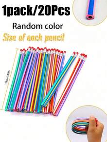 10pcs Flexible Pencils, Flexible Pencils With Erasers, Practical Bendable Magic Pencils, Creative Writing Pencils For Professional Art Use, Flexible And Foldable Soft Pencils, Suitable As Birthday Party Gifts And Fun Prizes/Office Supplies - Multicolor - View 10