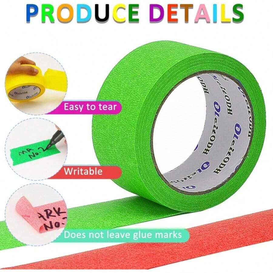 6 Rolos de Fita Adesiva Colorida, Fita Decorativa Colorida do Arco-Íris para Pintura, Artes e Artesanato, DIY, Materiais Escolares - Conjuntos - Visão 1