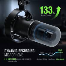 USB/XLR动圈麦克风，带防震架、触控静音、录音棚级金属麦克风、耳机插孔、监听音量控制，适用于人声、配音、直播、播客录制 - FIFINE K688 - 黑色 - 查看 4