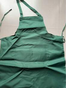 Polyester Apron With Wide Trim, Minimalist Black Apron With Pockets - A - View 13