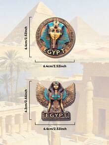 1 pezzo Calamita da frigo 3D con famoso landmark mondiale, volto dorato del faraone egiziano, ali dorate della dea egizia, indicazione precisa delle dimensioni, stampa ad alta definizione, adatta per frigorifero, lavagna per ufficio e altri scenari, adatta come souvenir da viaggio, design colorato adatto per la decorazione della casa, adatta come regalo per Natale e compleanni - Maschera d'oro del faraone egizio - Visualizzare 7