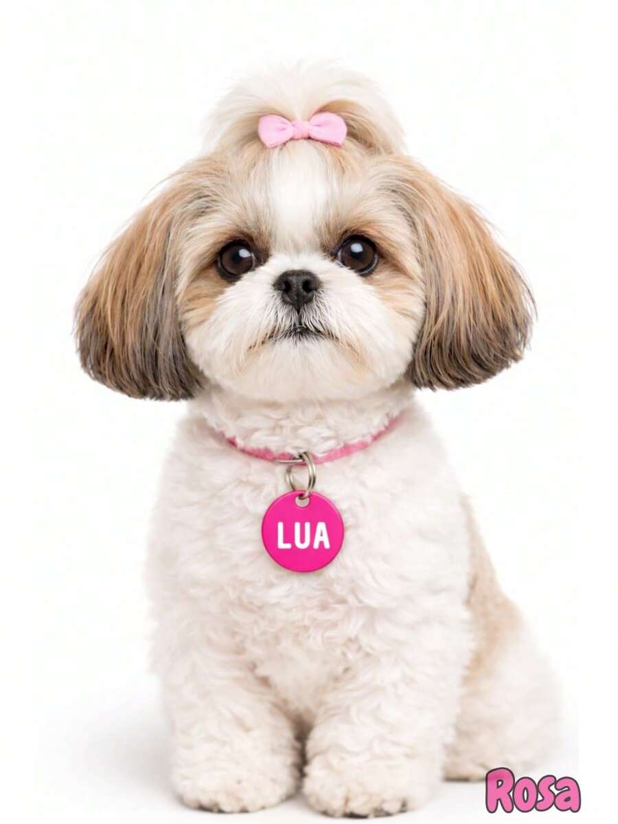 Personalized Pet ID Tag For Dogs And Cats, Laser Engraved On Metal And MDF. - Hot Pink - View 1