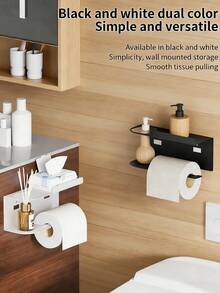 This No-Drill Wall-Mounted Tissue Holder Can Not Only Be Used As A Tissue Box, But Also As A Phone Stand, Suitable For Bathroom And Other Scenarios. Self-Adhesive Bathroom Roll Paper Holder With Phone Stand, Wall-Mounted Toilet Paper Rack - Bathroom Tissue And Towel Rack - Multicolor - View 10