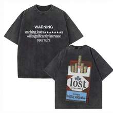 MGK Lost Americana T-Shirt Graphic Print PUNK ROCK TEES Washed Cotton Unisex - màu đen - Xem 1