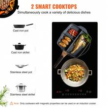 Electric Cooktop, 2 Burners, 12" Induction Stove Top, Built-In Magnetic Cooktop 1800W, 9 Heating Level Multifunctional Burner, LED Touch Screen W/ Child Lock & Over-Temperature Protection - 黑色 - 查看 2