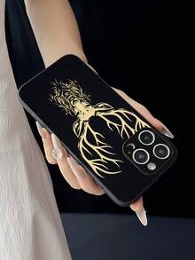 Funda de teléfono con diseño de tótem de ciervo de alto valor estético, carcasa suave antideslizante compatible con iPhone17 Pro Max/17 Pro/16 Pro Max/16 Pro/16/15 Pro Max/15 Pro/15/14 Pro Max/14 Pro/14/13 Pro Max/13 Pro/13/12 Pro Max/12 Pro/12/11 y compatible con /Galaxy - Negro - Ver 5